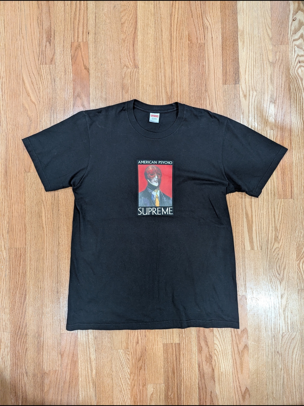 Supreme Black Graphic 'American Psycho' Tshirt Great Condition Size Large